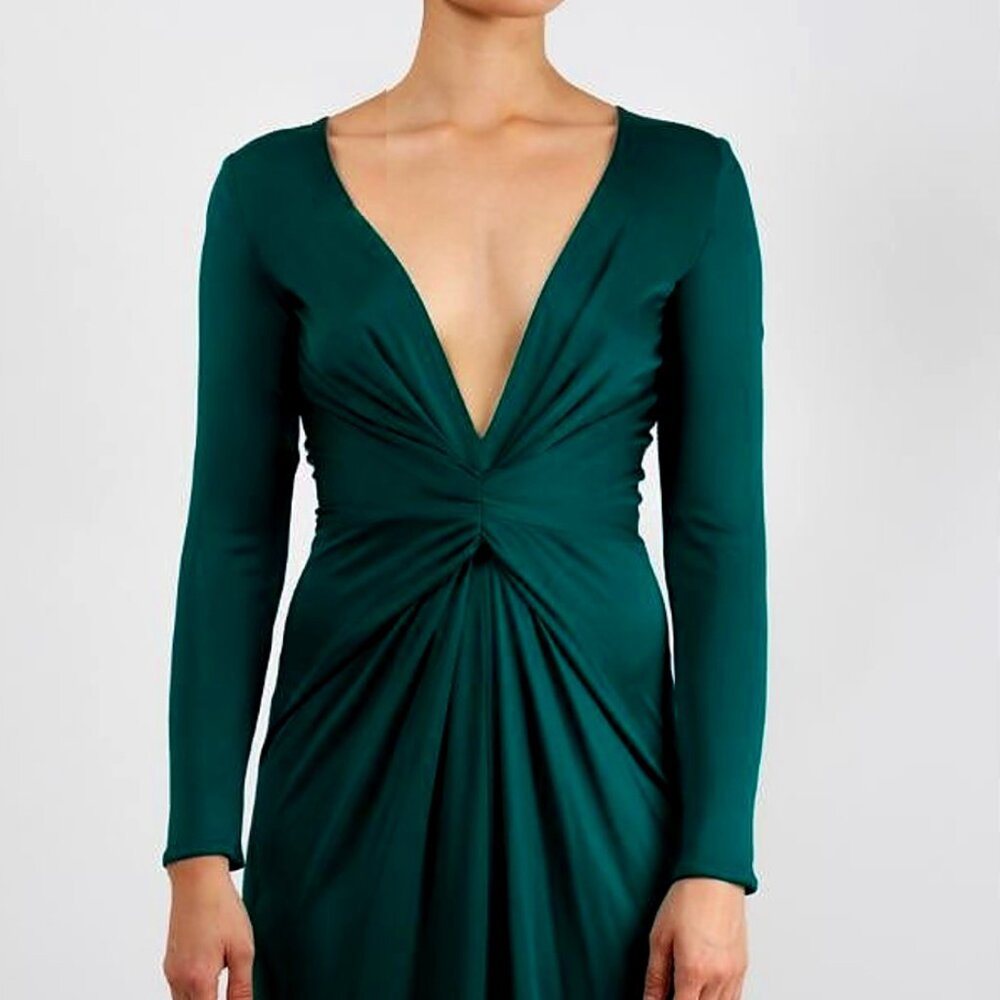NEW Issa London plunge 100% SILK teal dress Size 8 cocktail/holiday party, flowy